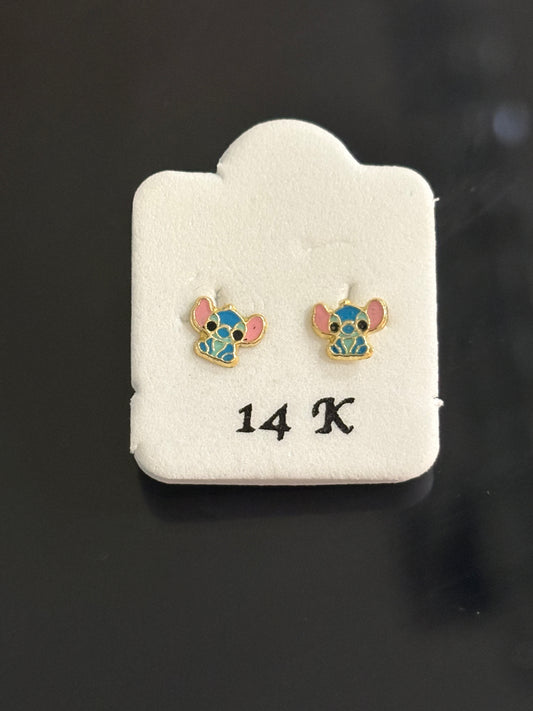 14K gold stud earrings.